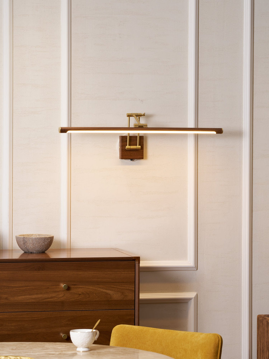Walnut Color Linear Adjustable Wall Light