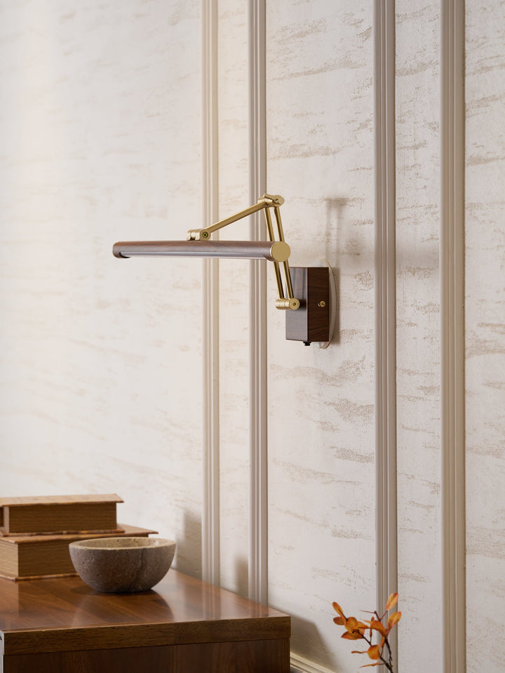 Walnut Color Linear Adjustable Wall Light