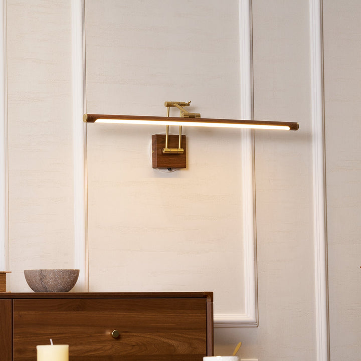 Walnut Color Linear Adjustable Wall Light