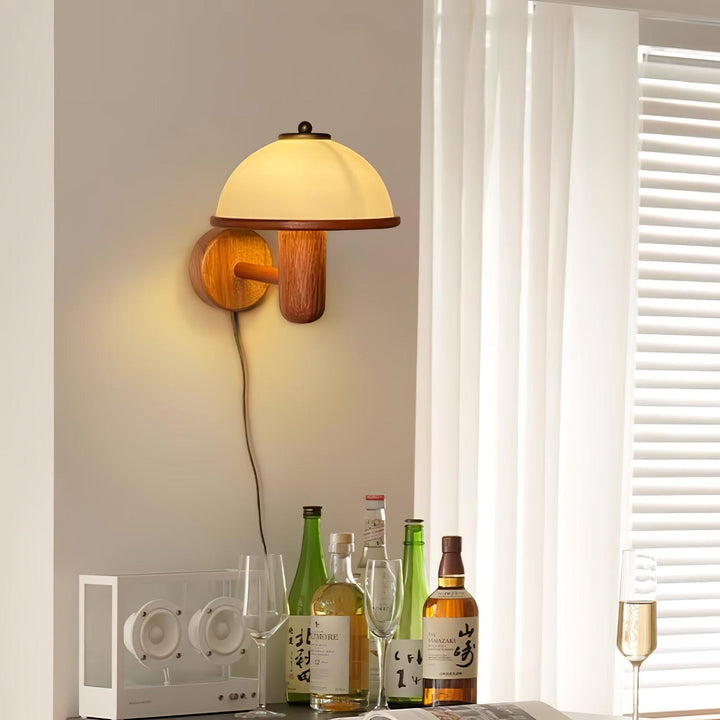 Mushroom Wood Wall Lamp