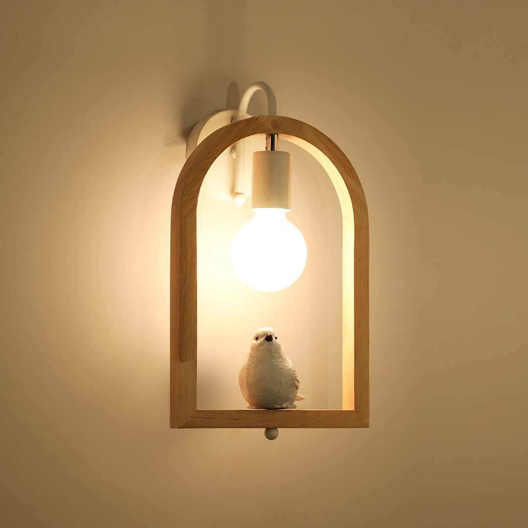 Wood Bird Resin Wall Light