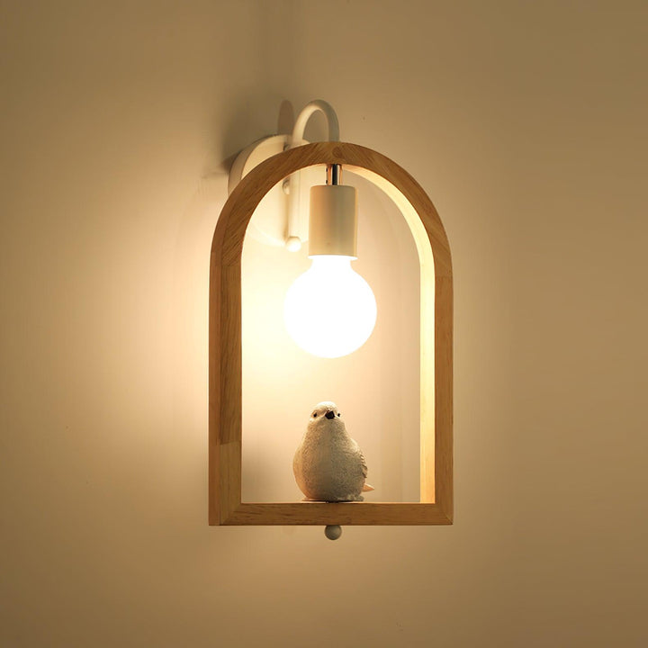 Wood Bird Resin Wall Light
