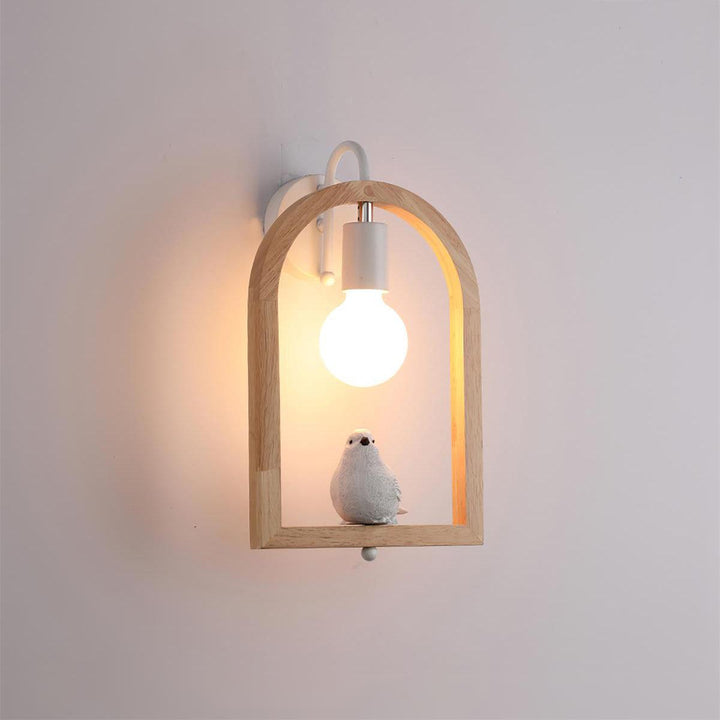Wood Bird Resin Wall Light