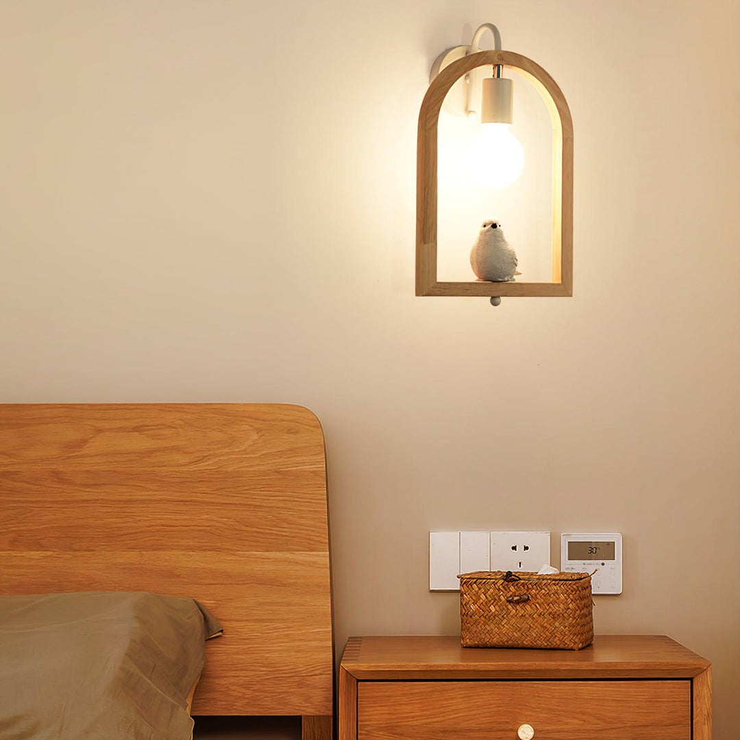 Wood Bird Resin Wall Light