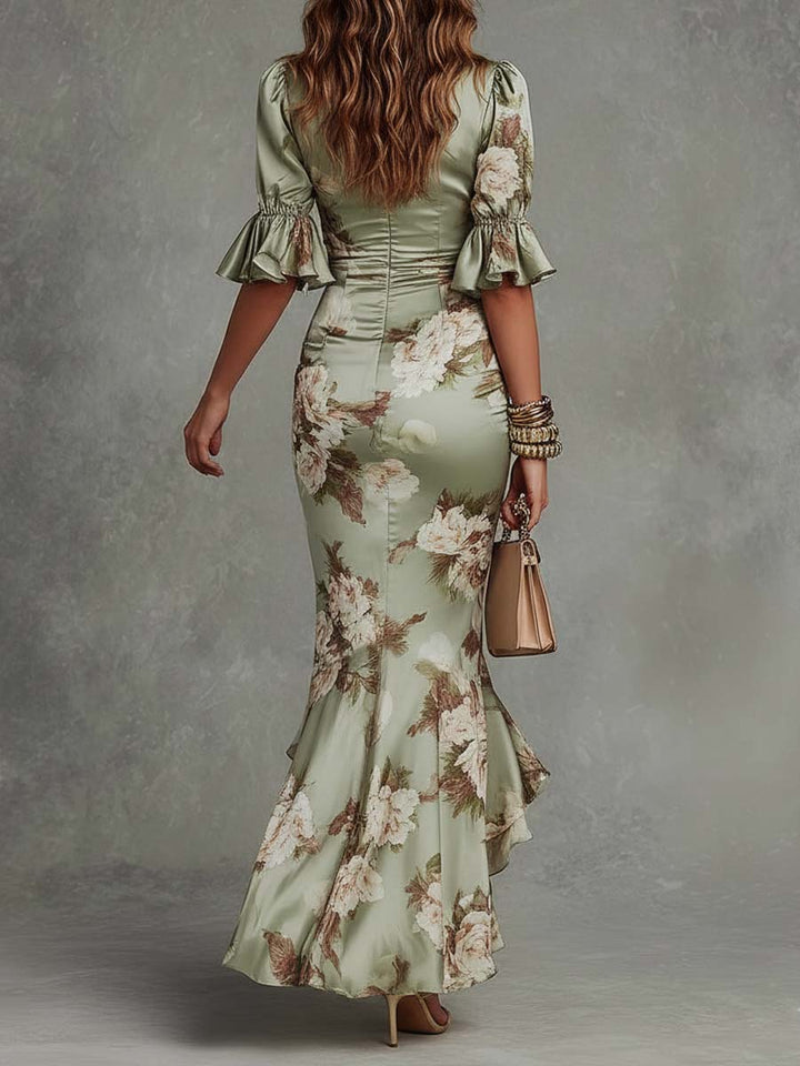 FLORAL SATIJNEN JURK VOOR VROUWEN