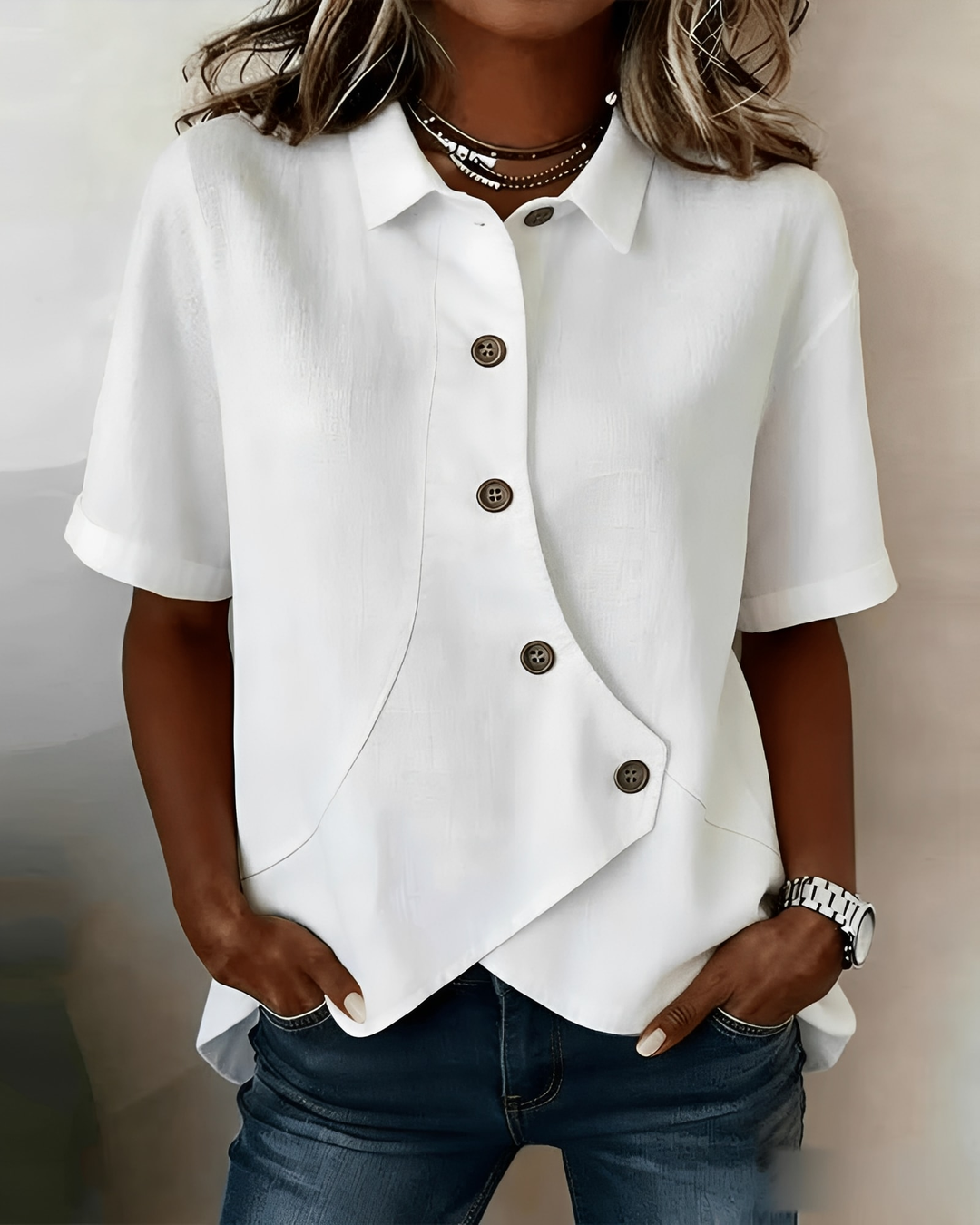LINNENMIX SHIRT VOOR VROUWEN