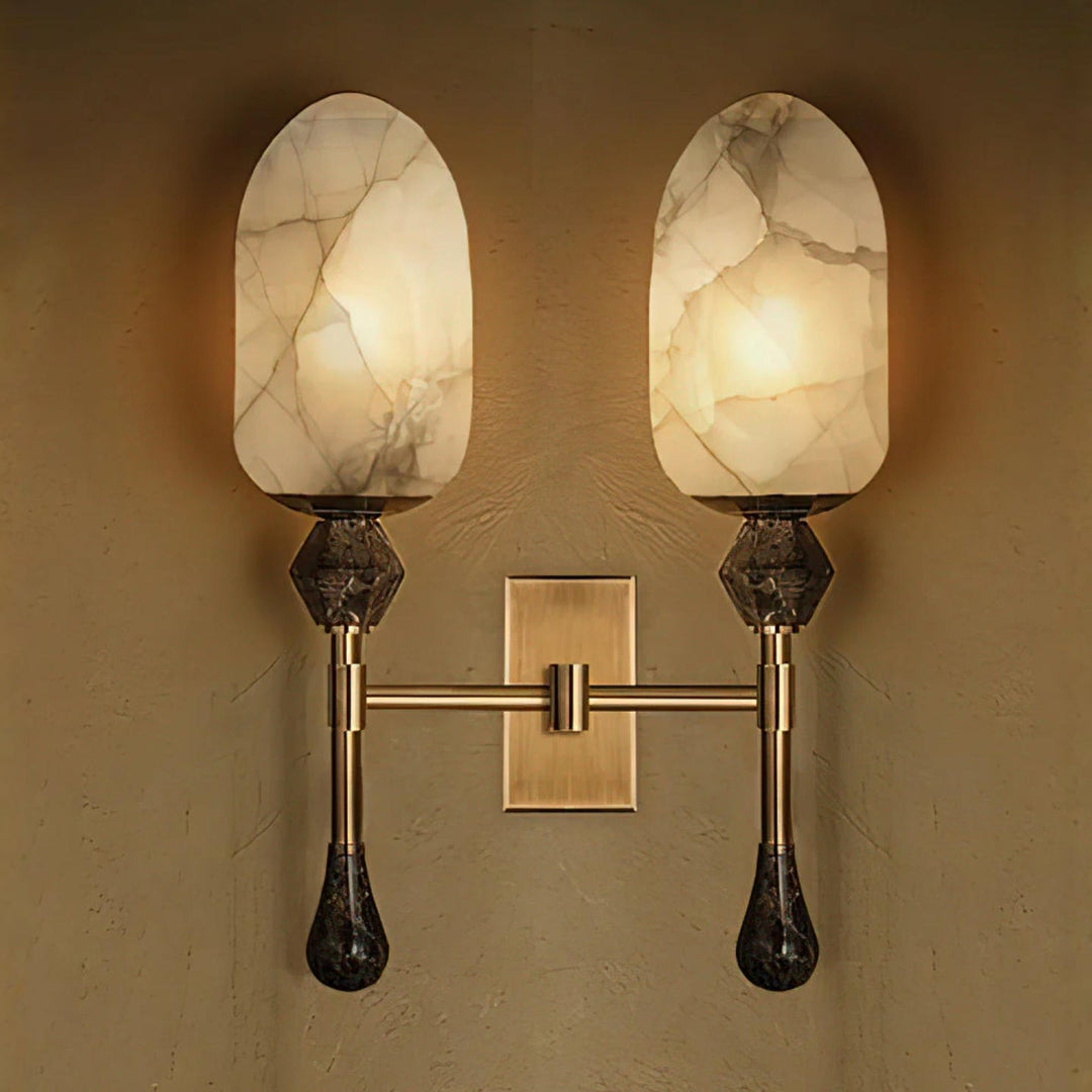 Alabaster Obelisk Double Alabaster Sconce