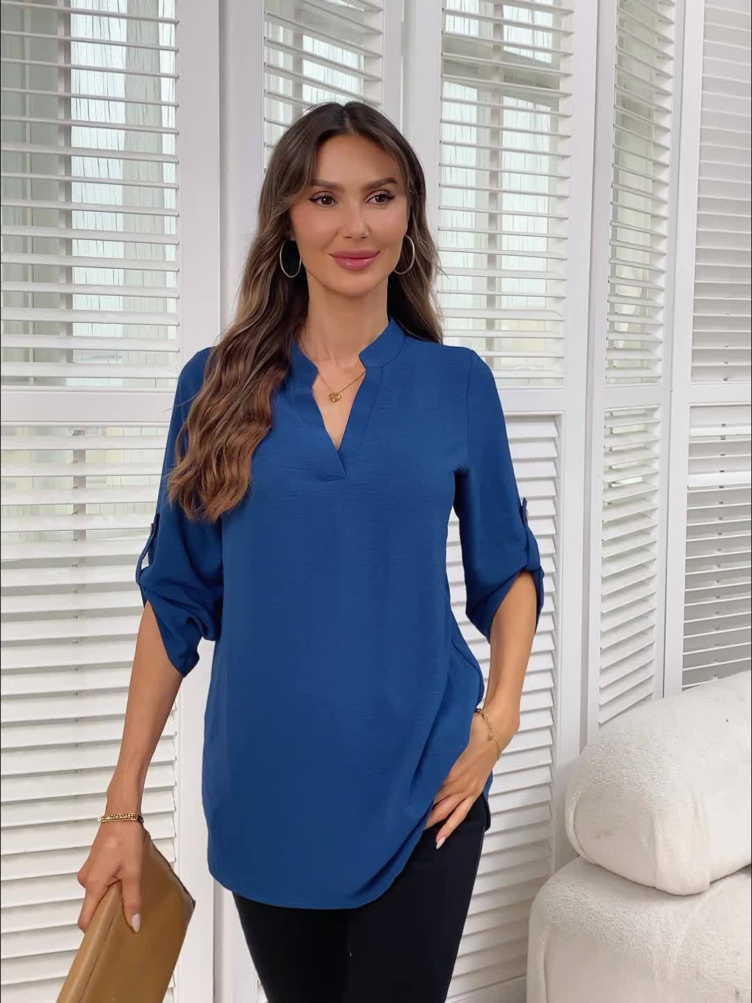 CHIQUE ELKE DAG BLOUSE MET V-HALS 3/4 MOUWEN VOOR VROUWEN
