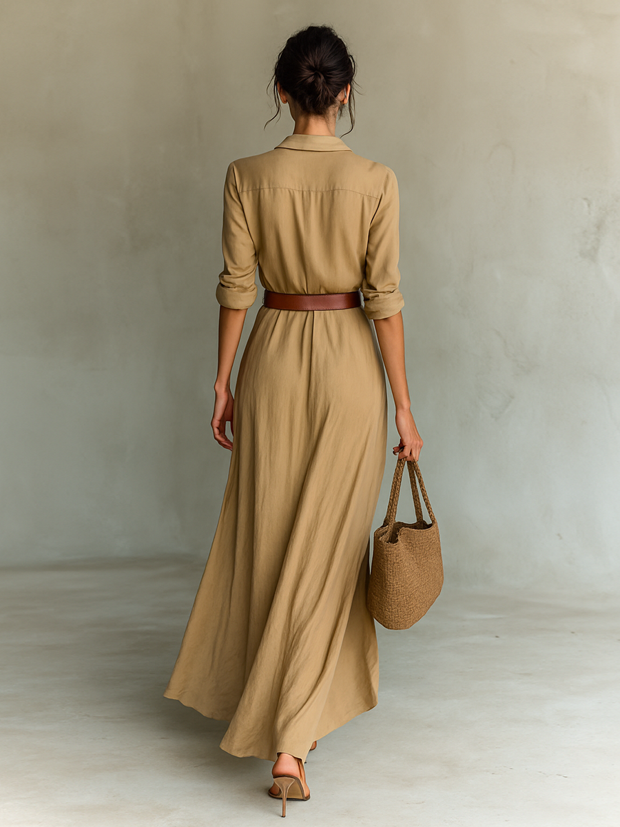 MAXI JURK MET CEINTUUR VOOR VROUWEN