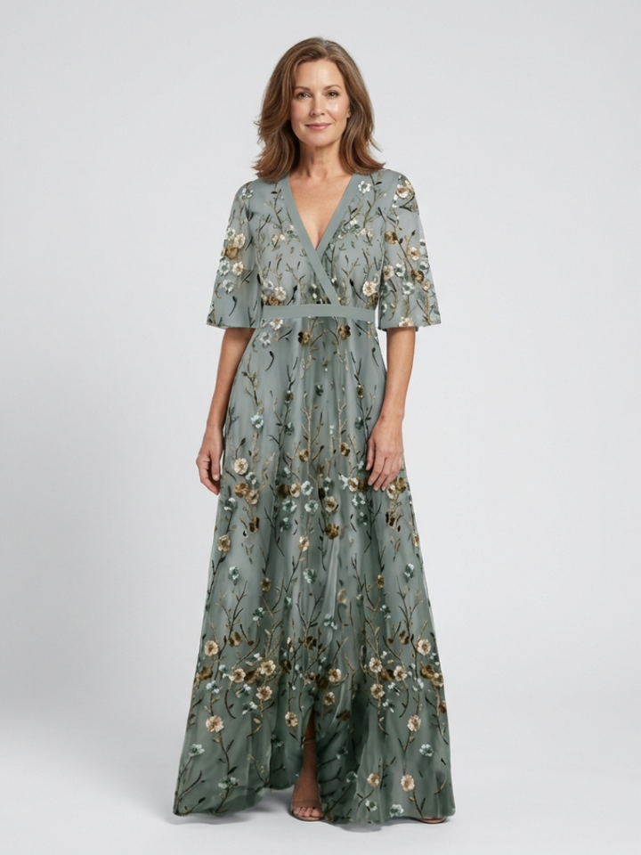 MAXI-JURK MET BLOEMENV-HALS VOOR VROUWEN