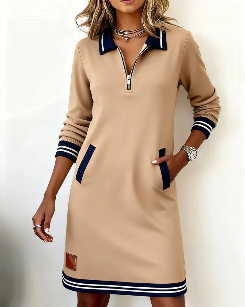 ELEGANTE KATOENEN JURK MET LANGE MOUWEN VOOR VROUWEN