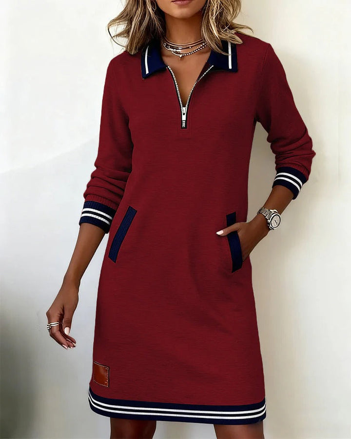 ELEGANTE KATOENEN JURK MET LANGE MOUWEN VOOR VROUWEN