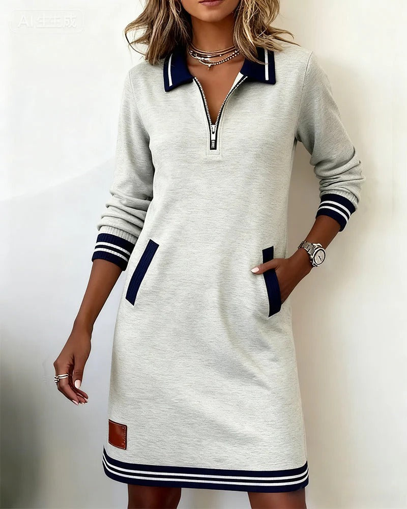 ELEGANTE KATOENEN JURK MET LANGE MOUWEN VOOR VROUWEN
