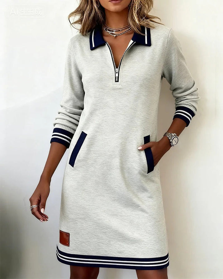 ELEGANTE KATOENEN JURK MET LANGE MOUWEN VOOR VROUWEN