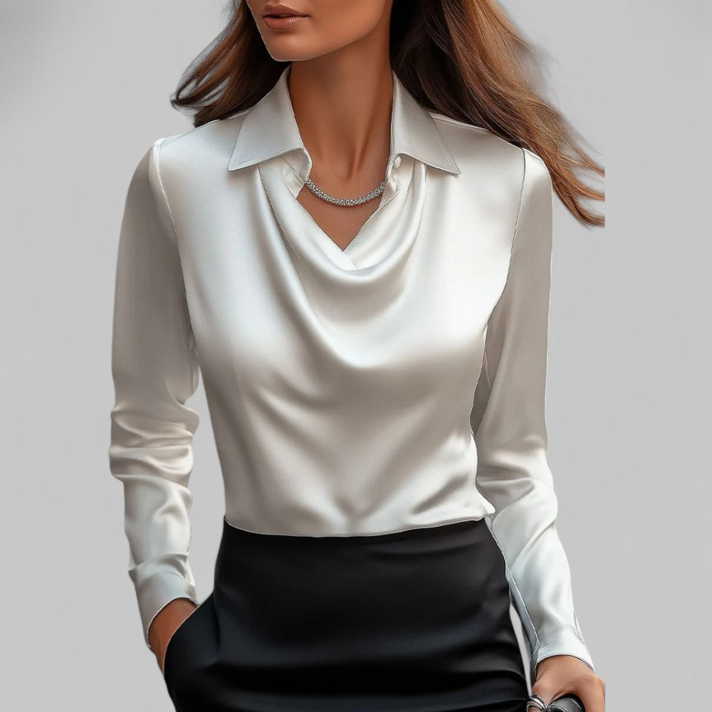 BLOUSE EN SATIN DRAPÉE VOOR VROUWEN