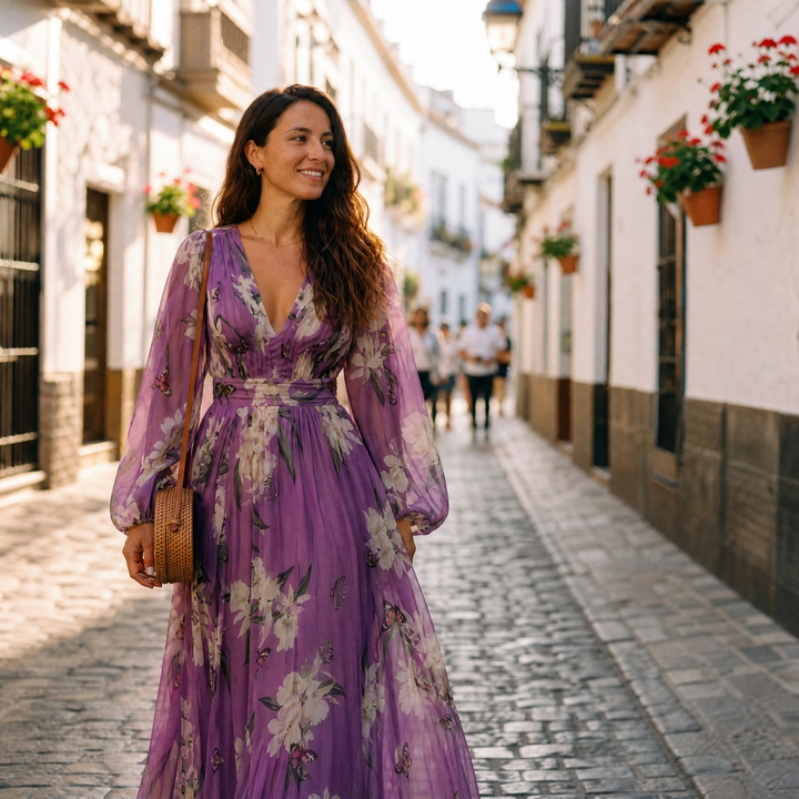 MAXI FLORELE LANGARMIGE JURK VOOR VROUWEN