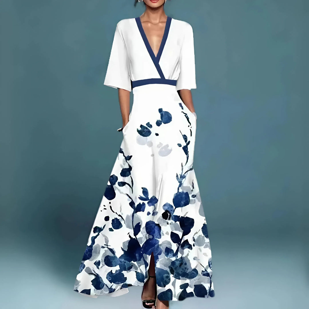 BLOEMEN JURK MET V-HALS VOOR DAMES